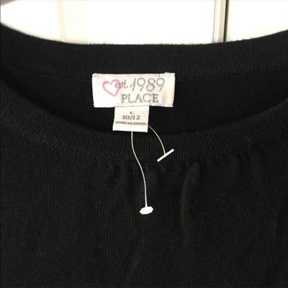 The Children’s Place Black Knit Dress Short Sleeves Ruffle Size 10 12 Celebratio - Picture 4 of 8
